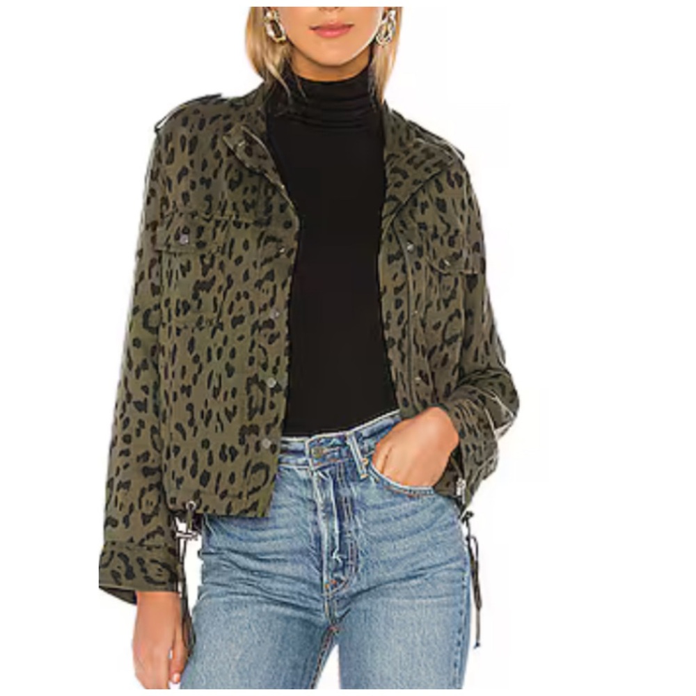 RAILS COLLINS GREEN LEOPARD PRINT JACKET  - M